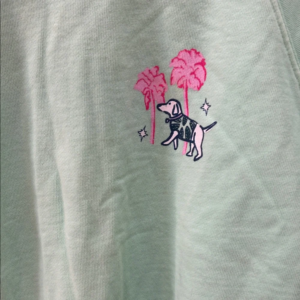 Roller Rabbit Mint Crewneck Sweatshirt with Pink Floral Graphic - Picture 3 of 4